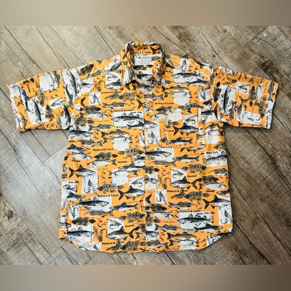Vintage Columbia Men's Fishing Shirt – Short Sleeve – Size Large – 100% Cotton